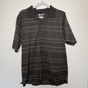 Jos A Bank Golf Leadbetter Polo Shirt Men's Size Large Brown Stripe Business